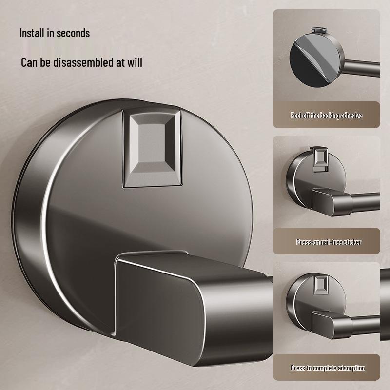 No-Drill Suction Cup Towel Rack: Wall-Mounted Bathroom Organizer with Single/Double Bars.