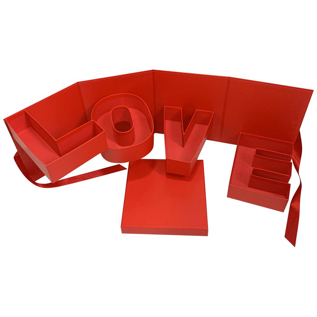 Valentine's Day Flower Gift Box For Women Empty Valentine Gifts For Mom Letter Shaped Box Rotating Double Floral Container With Lid Fillable Chocolate