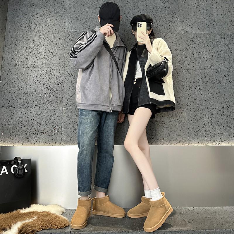 2024 Women's Genuine Leather Snow Boots: Short, Warm Bread Style Cotton Footwear with Plus Velvet