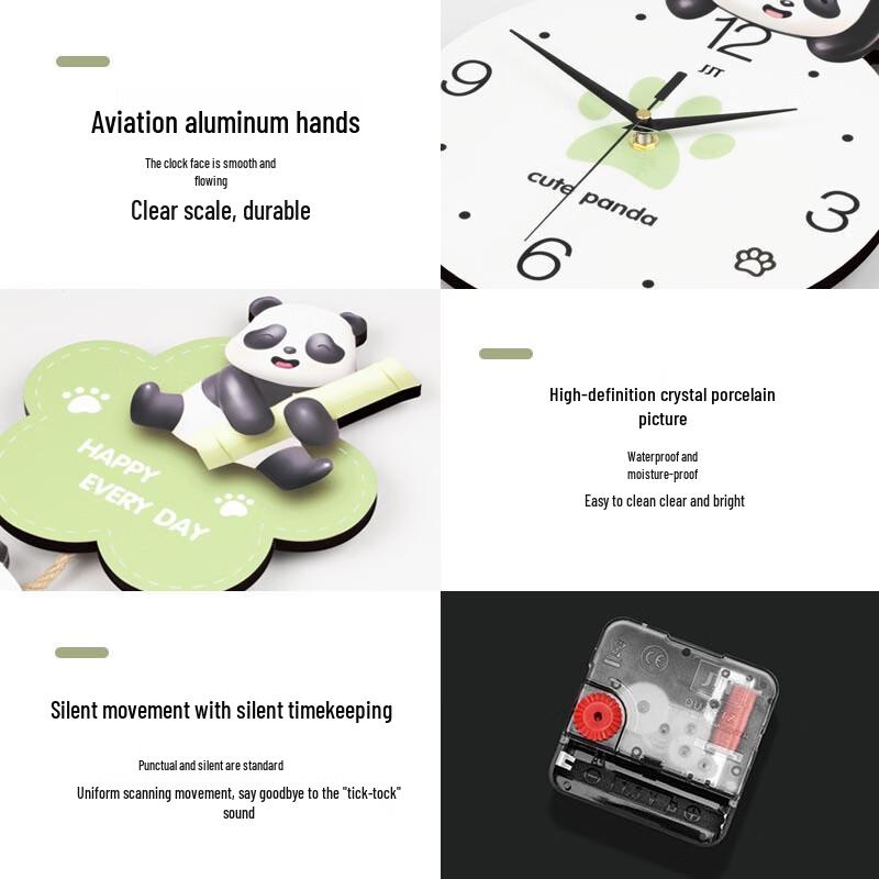 Kreativní nástěnné hodiny s pandou Jiujiuda