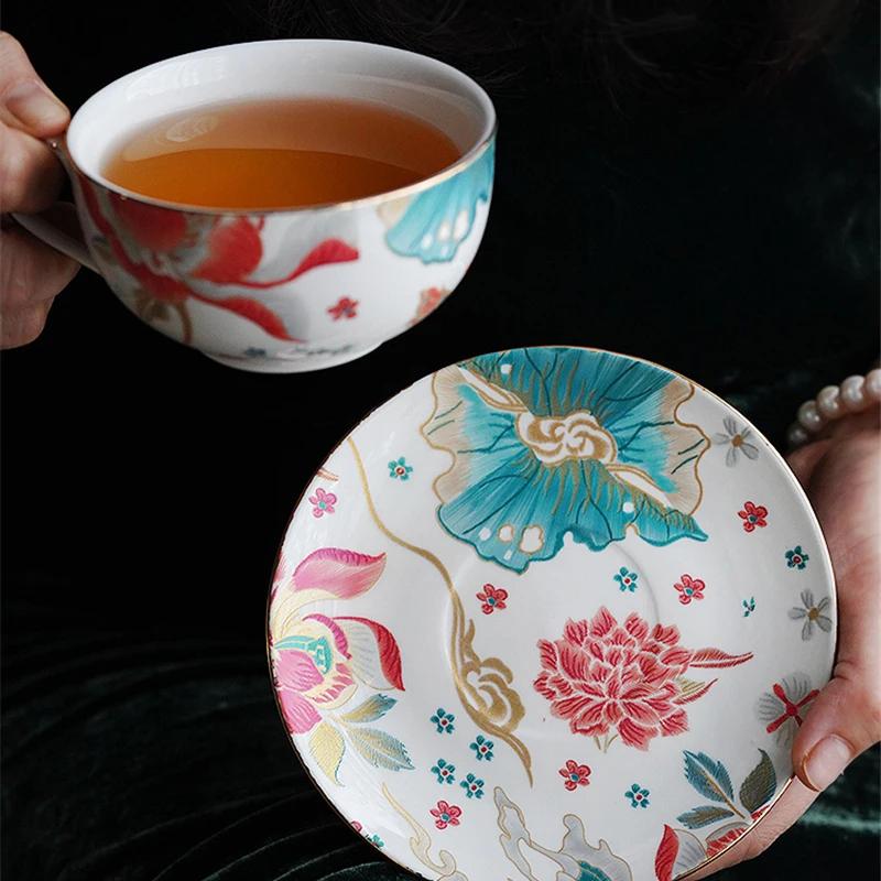 Teapot Teacup Integrated Set Afternoon Tea Set Cup Dessert Dish One-person Drink Tea Pot Retro Ceramic Flower Drinking Utensils