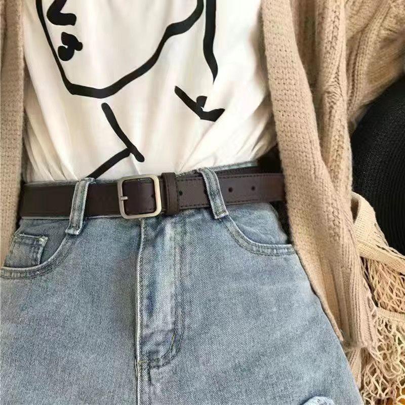 Vintage Black Women's Belt Effortless Fashionable Simple Pu Material For Stylish Outfits