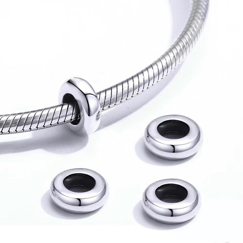 10PCS New Stainless Steel Stopper Clip Beads DIY 10mm DIY Glass Beads Clip Design Rubber Inside Jewelry Making Supplies Girls