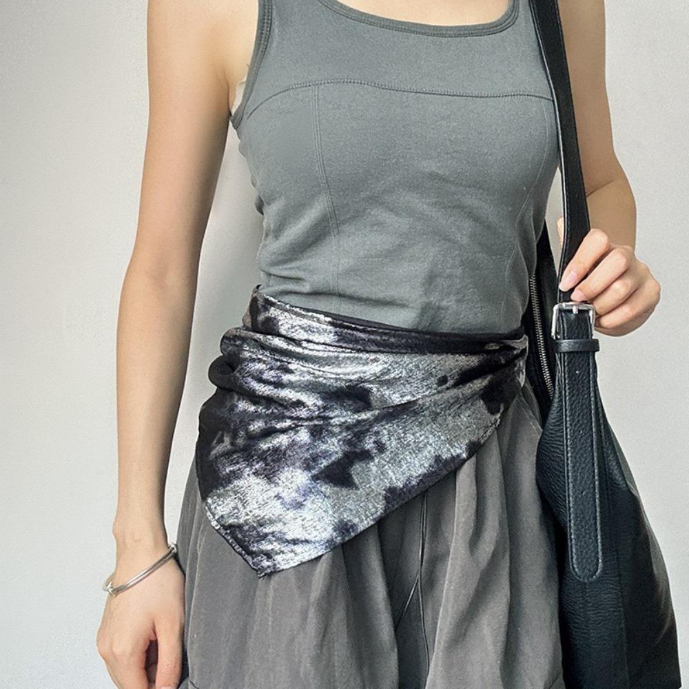 Soft Wrap Liquid Silver Hair Scarf Hip Hop Punk Bandana Laser Color Hair Band  Streetwear