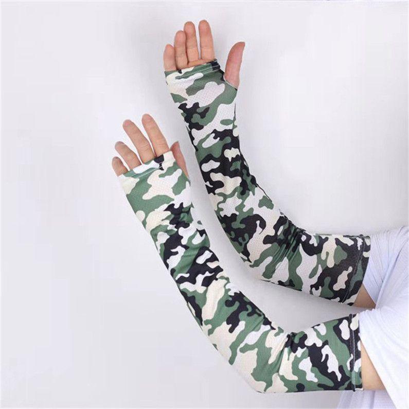 Camouflage Ice Sleeves for Men and Women Summer Breathable Sunscreen Sleeves Outdoor Sports Cycling Anti UV Arm Sleeves