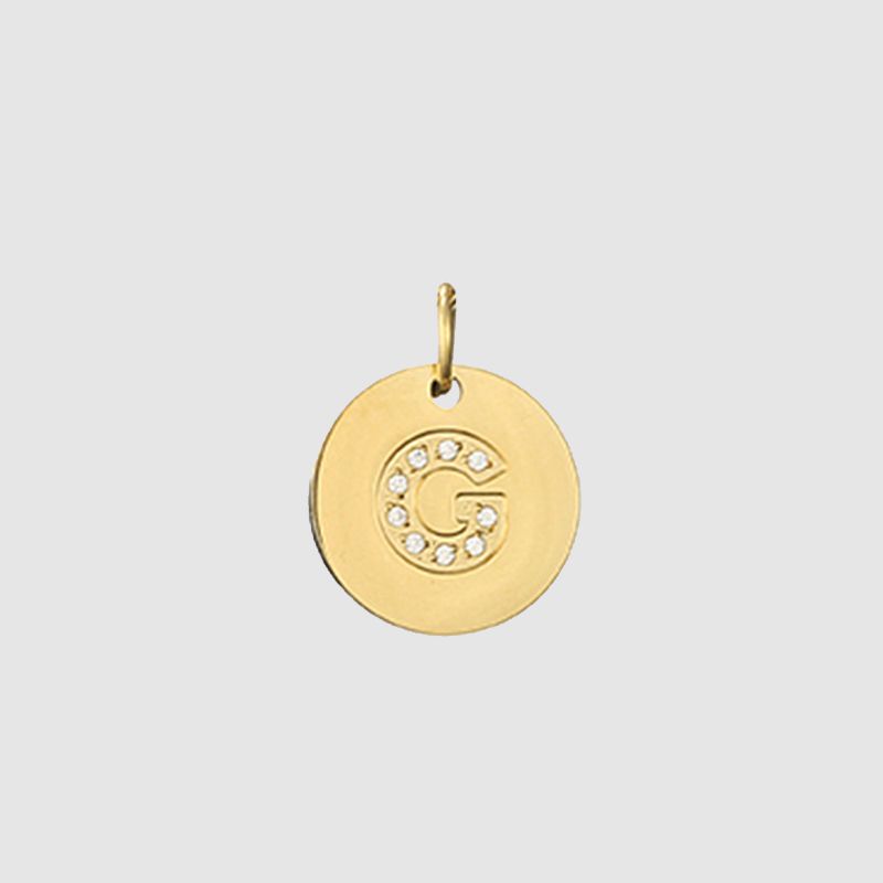 CARLIDANA Classique Minimaliste Alphabet 26 Breloques Lettres en Cristal Collier Pendentif Rond Lettre Acier Inoxydable Collier DIY