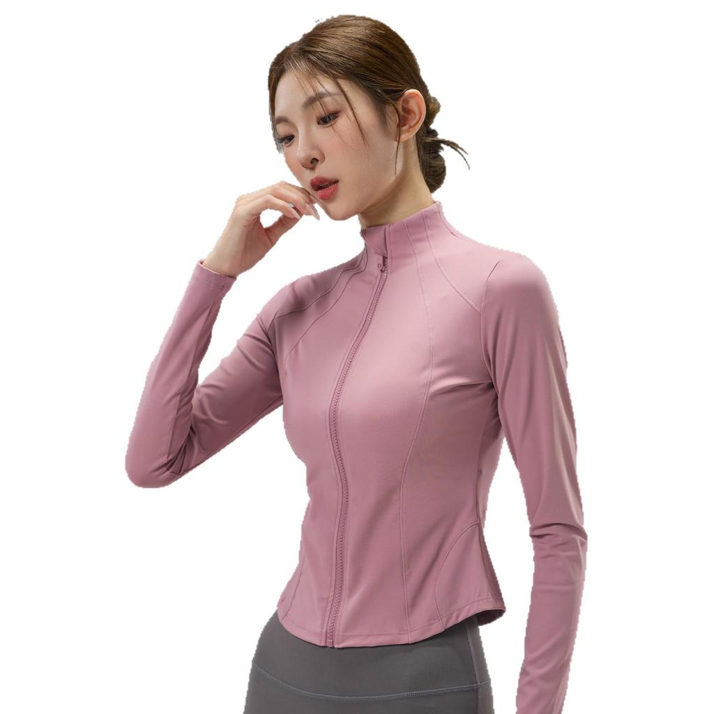 Women's Slim-Fit Yoga Jacket with Back Pockets - Long Sleeve, Casual Outdoor Activewear for Fall and Winter