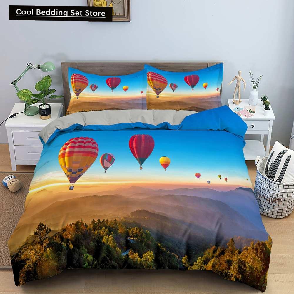 3D Pejzaż Natury Król Królowa Poszewka na Kołdrę Kwiaty Zielone Liście Pościel Zestaw Widok Shimen Poszewka na Kołdrę Poliester Pokrowiec na Kołdrę