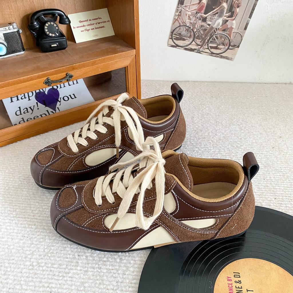 A9865 latex insole/small leather shoes style sole retro board shoes women's retro 2024 new Forrest Gump training shoes