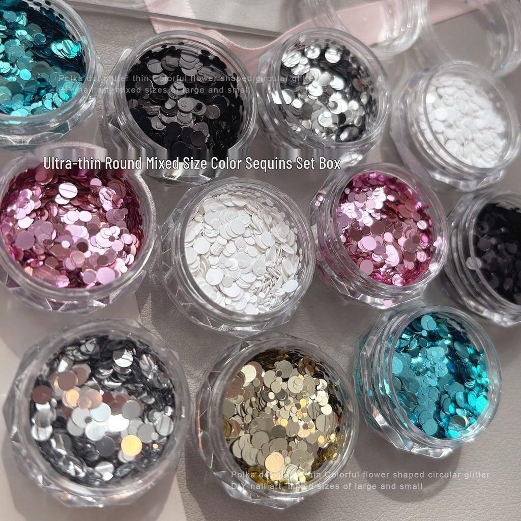 Colorful Sequin Patchwork Nail Art Decorations - Spring/Summer Mixed Sizes DIY Stickers