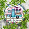 Enjoy The Journey Round Metal Sign Wall Decor Van Home