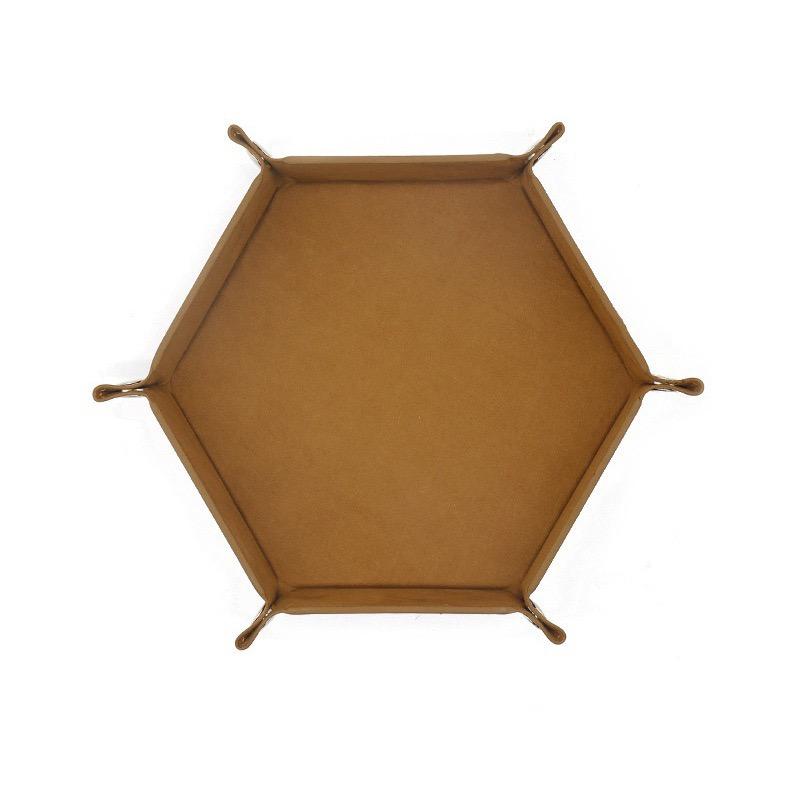 1pc Hexagonal Dice Tray and Miscellaneous Storage Box Board Game Dice Tray Accessories Leather Dice Tower