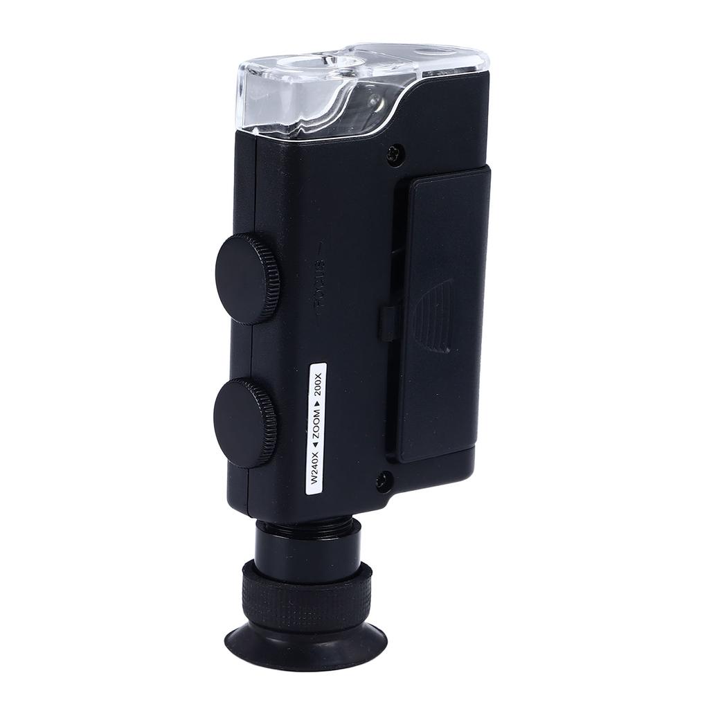 Kapesní optický mikroskop s 200 až 240násobným zvětšením přenosného mikroskopu s LED světlem na mince na šperky