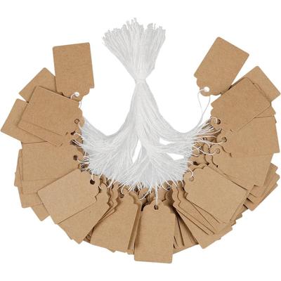 Uniclife 200 Pcs Price Tags with String Attached 1 Inch Writable Brown Kraft Paper Tags Hang Tag Price Display Labels for Pricing Clothing Jewelry