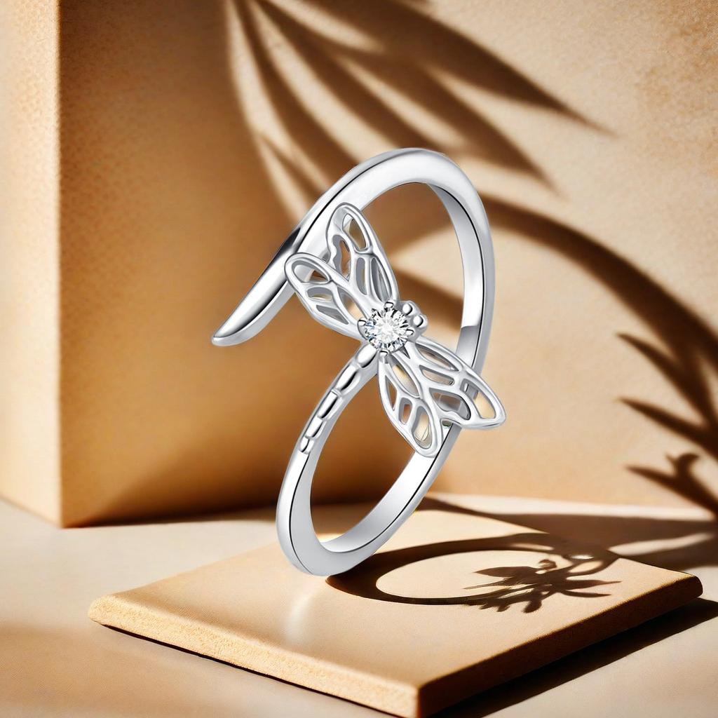 Orstarry Copper Dragonfly Dance Opening Ring For Women Original Finger Ring Jewelry Party Fine Trendy Gifts