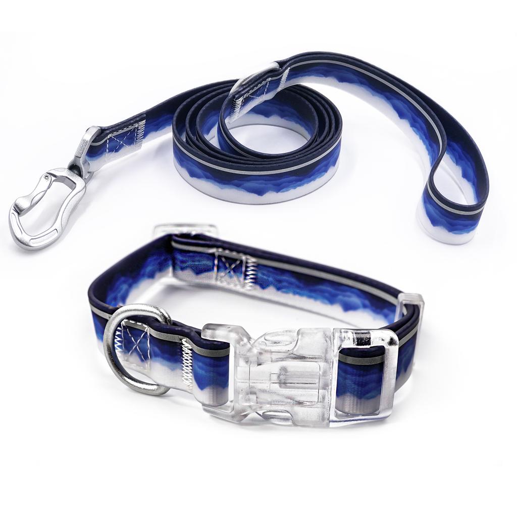 Waterproof PVC Dog Collar & Leash Set Adjustable 40-60cm Collar 120cm Leash Easy Clean for Small Medium Large Dogs