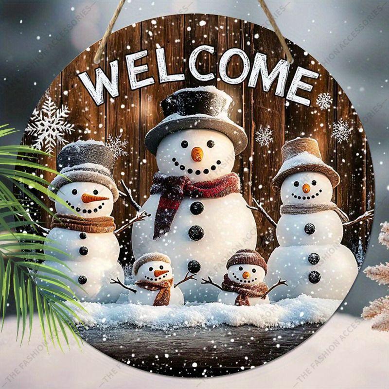 

Рождественская декоративная табличка, комнатное подвесное украшение, 2D плоские деревянные изделия с рисунком снеговика и логотипом welcome , рождественские подарки для друзей и семьи 20