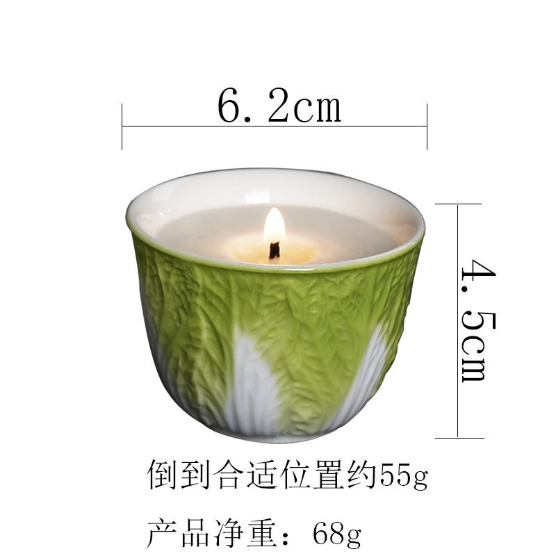 Creative Cabbage Baicai Candle Utensils Candle Cup Atmosphere Decorative Ornament Ceramic Candle Cup Cabbage cup small (excluding scented candle