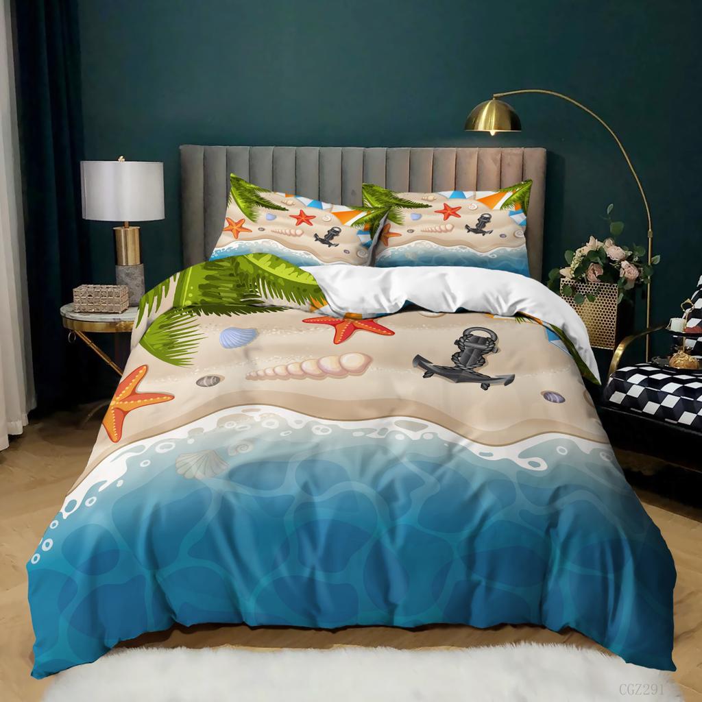 Beach Starfish Quilt Cover Three-Piece Digital Printing Pillowcase Bedding