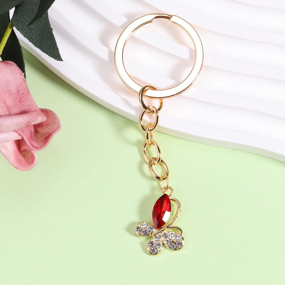 Sparkling crystal pearl Snowflake Keychain Boho Zinc alloy metal Key Chain Ring for Women Kids Christmas Accessories Keyholder