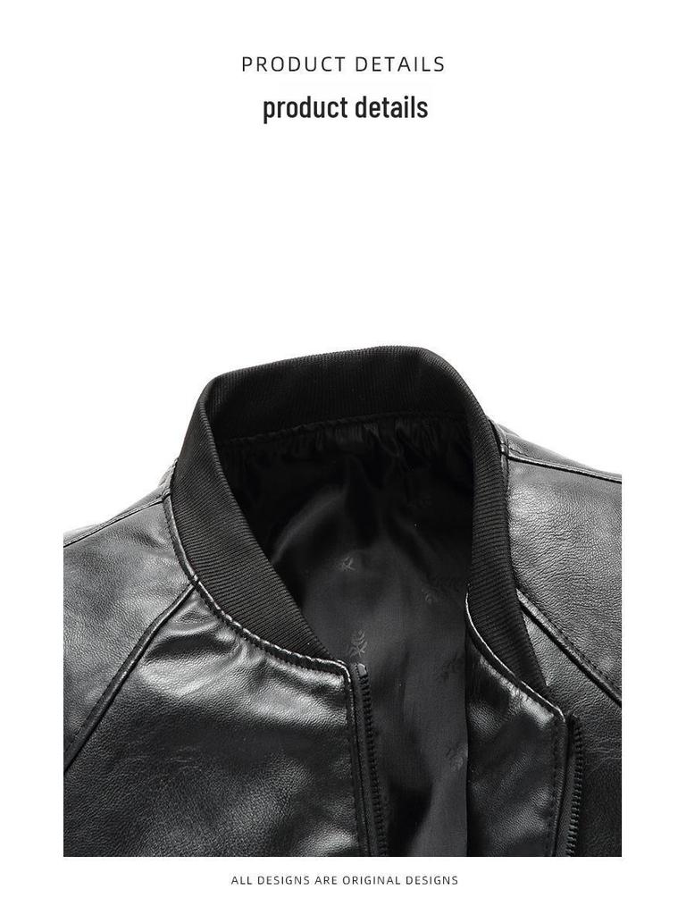 Men's Slim Fit PU Leather Baseball & Stand Collar Jacket - Autumn Winter Korean Style Casual Motorcycle Outerwear