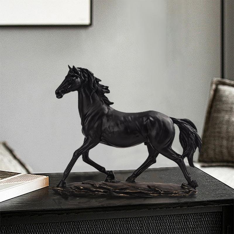 Resin Horse Statue Sculptures Decorative Animal Figurines Tabletop Ornament Symbols Wealth Career Home Decorations