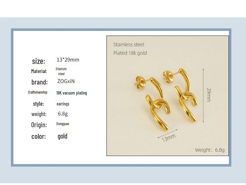 European & American Minimalist 18k Gold-Plated Stainless Steel Geometric Earrings