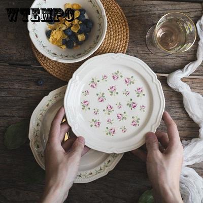 Rottingblomma Fransk präglad middagstallrik Keramisk dessert fruktfat Retro servis