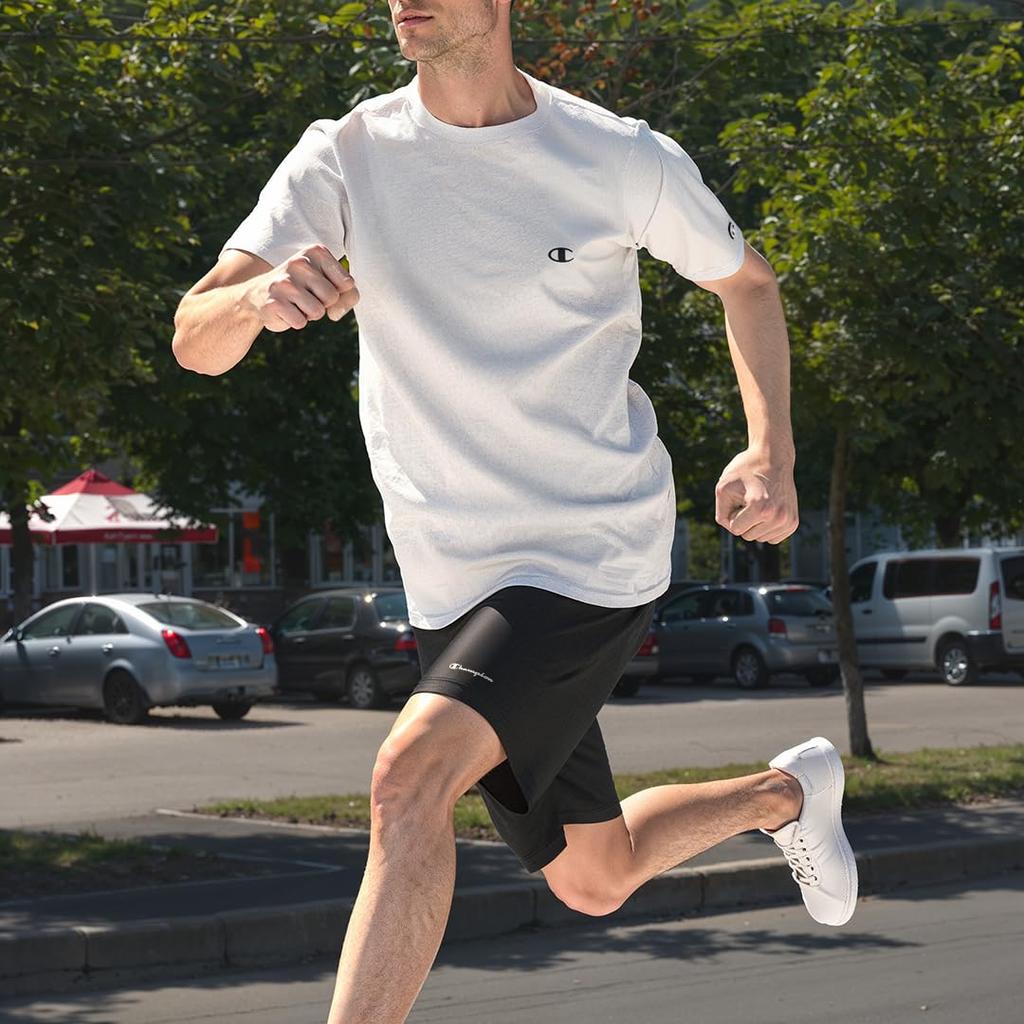 Champion Basic Sport Short Sleeve Sand Short Round Large UV Antibacterial and Odor Quick Graphic Rubber Print Men's T-Shirt, Beige, C3-BS327L, Sleeve,