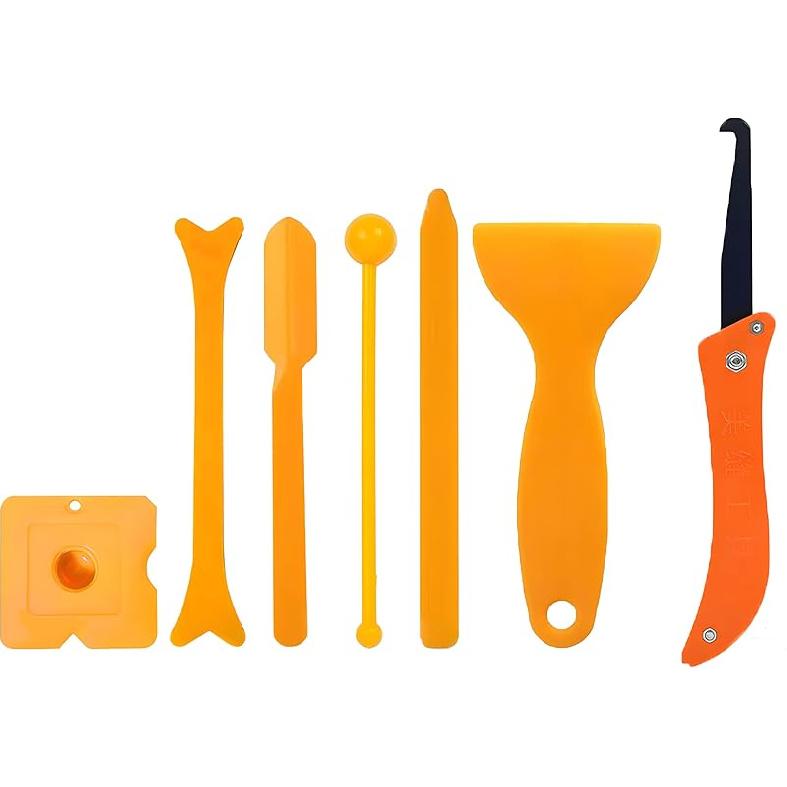 Professional 7-in-1 Caulking Tool Set, Silicone Sealant Finishing Kit with seam hook knife, Angle Scrapers, Plastic Scraper, Seam Tool for Kitchen,