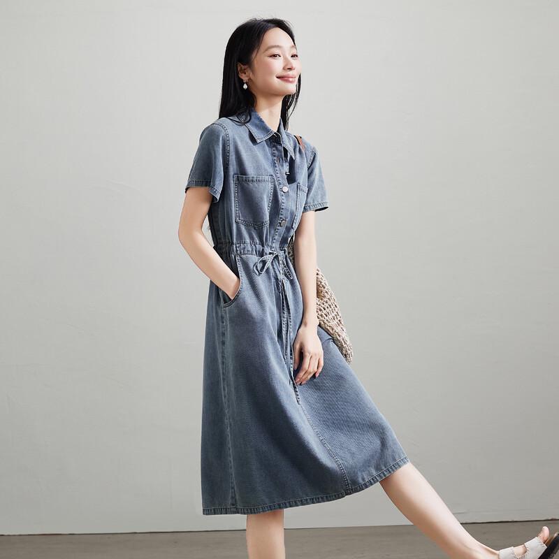 SOFSIL Women's 2026 Summer Commuter Denim A-Line Dress
