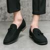 Plus Size Men's Round Toe Leather Slip-On Loafers - Solid Color Retro Moccasins