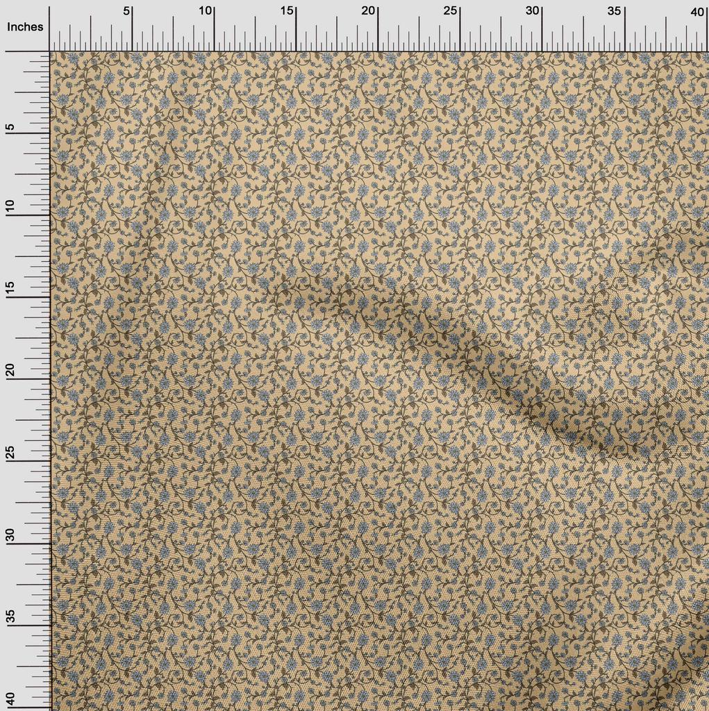 oneOone Cotton Cambric Marzipan Fabric Leaves & Flower Floral Sewing Material Print Fabric By The Yard 42 Inch