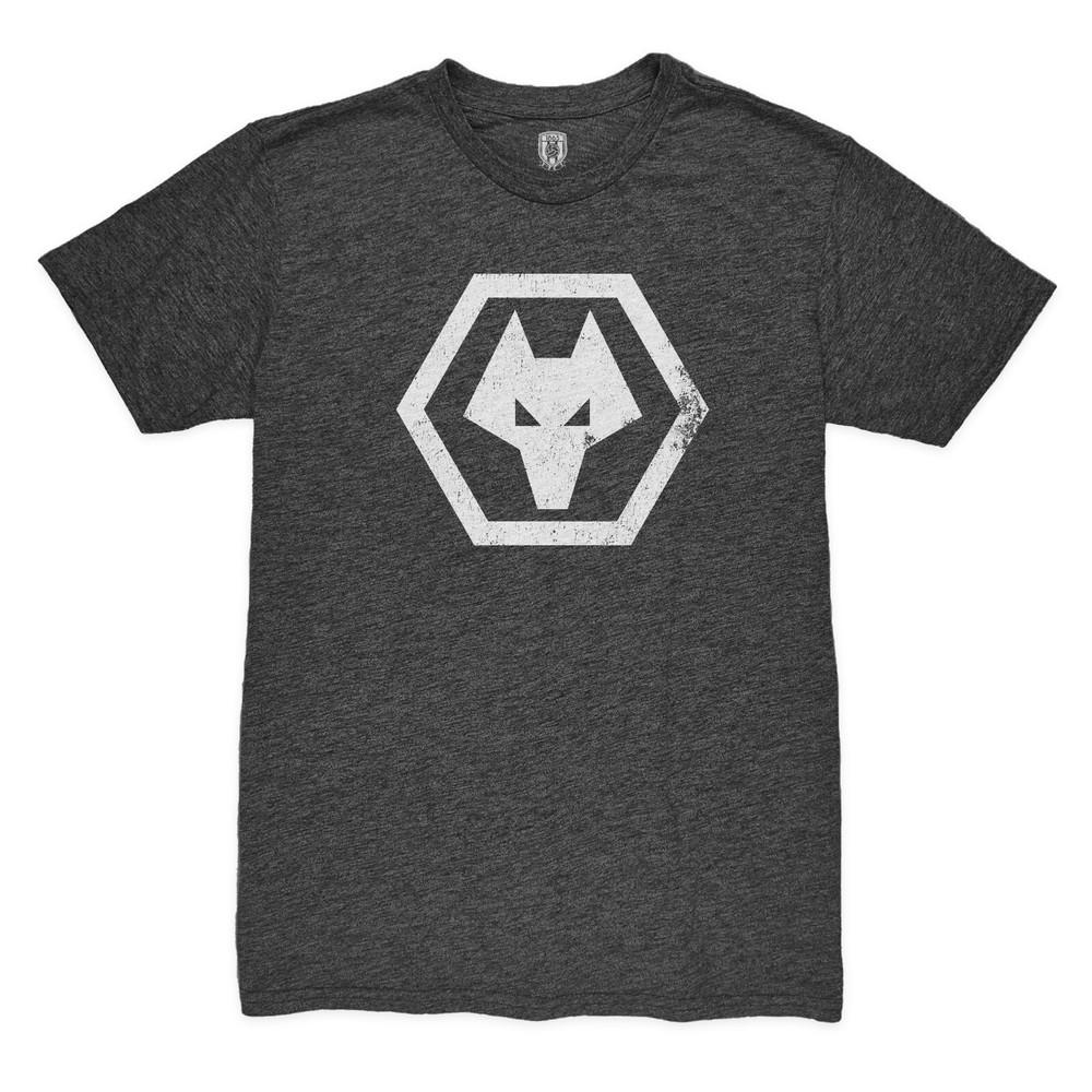 WOLVERHAMPTON WANDERERS FC Premium Triblend Black Mono Logo T-Shirt - 1863FC Unisex T-Shirt XL