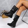 Retro Women Boots Autumn/Winter  New Large Size Short Boots Thick Heel Knight Boots Leather Fashion Designer Shoes For Women