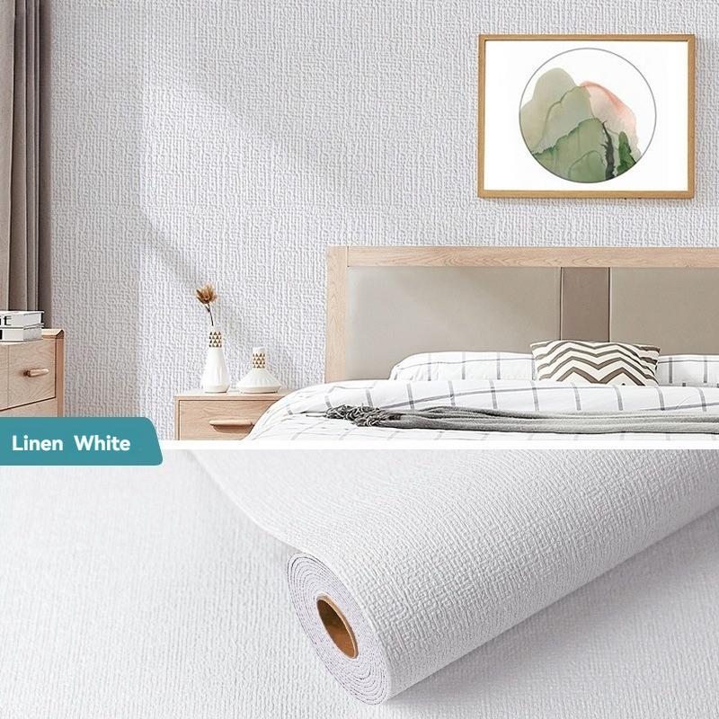 White 3D Wall Sticker Linen Texture Thicken Self-Adhesive Waterproof Wallpaper For Bedroom Wall Home Decoration Anti-collision
