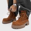 New Men's Work Boots for Spring and Autumn , Retro Lace-up Shoes, Thick-soled Low-top Casual Shoes for Both Men and Women