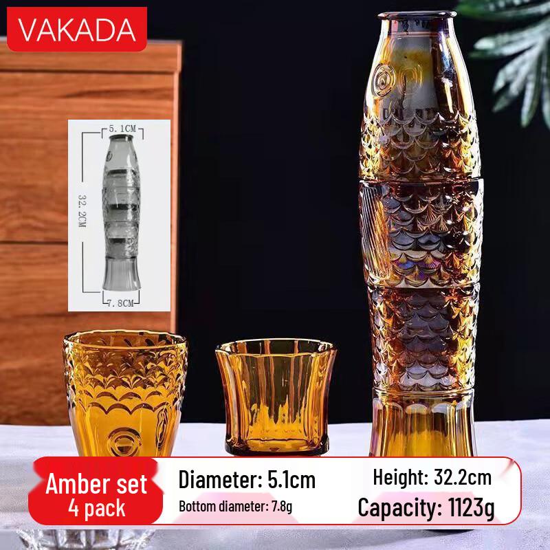 VAKADA Стеклянные штабелируемые стаканы для напитков в форме рыбок
