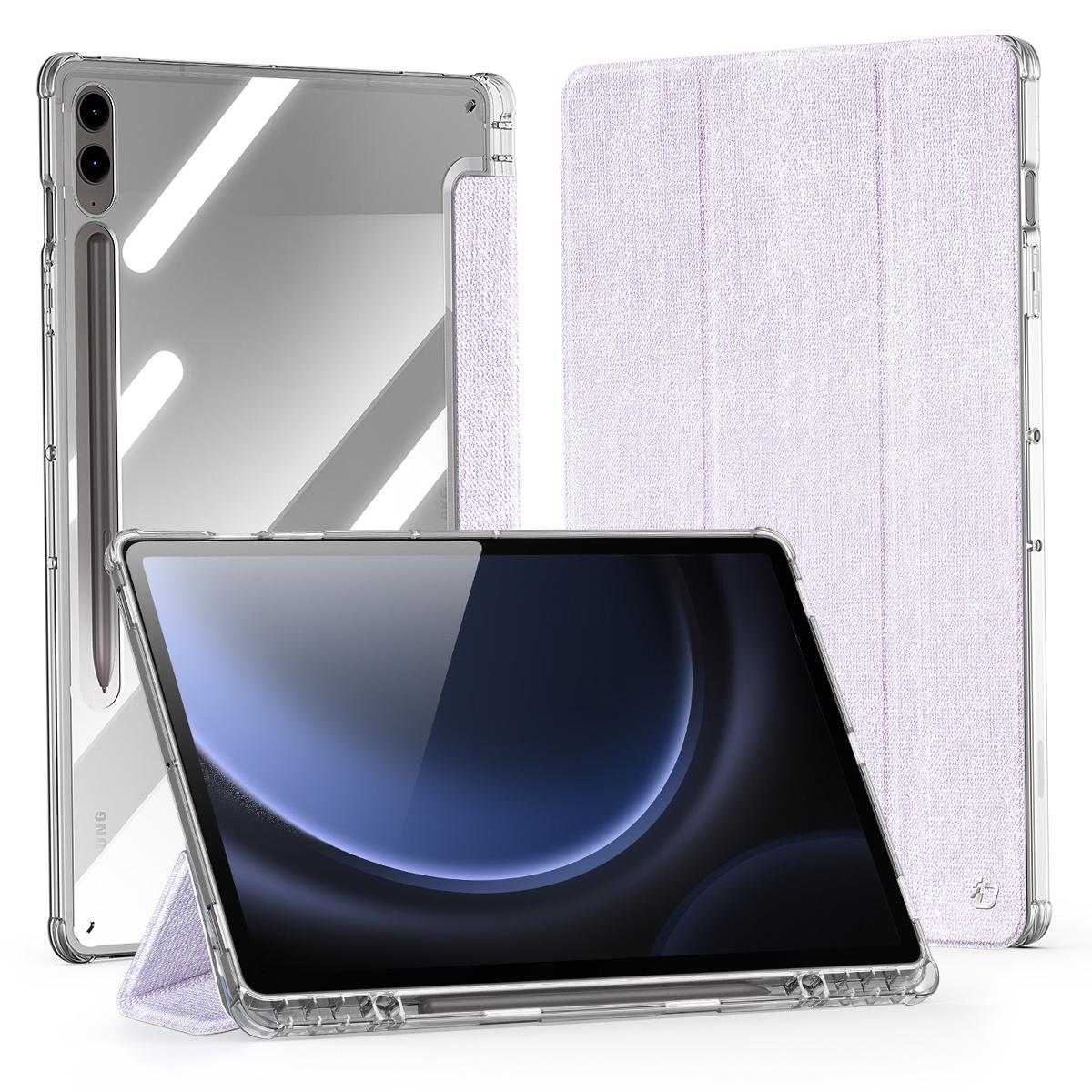 

DUX DUCIS Unid Series For Samsung Galaxy Tab S9 FE+/S9+ Case Auto Wake/Sleep TPU+PC+Leather Clear Tablet Cover Light Purple