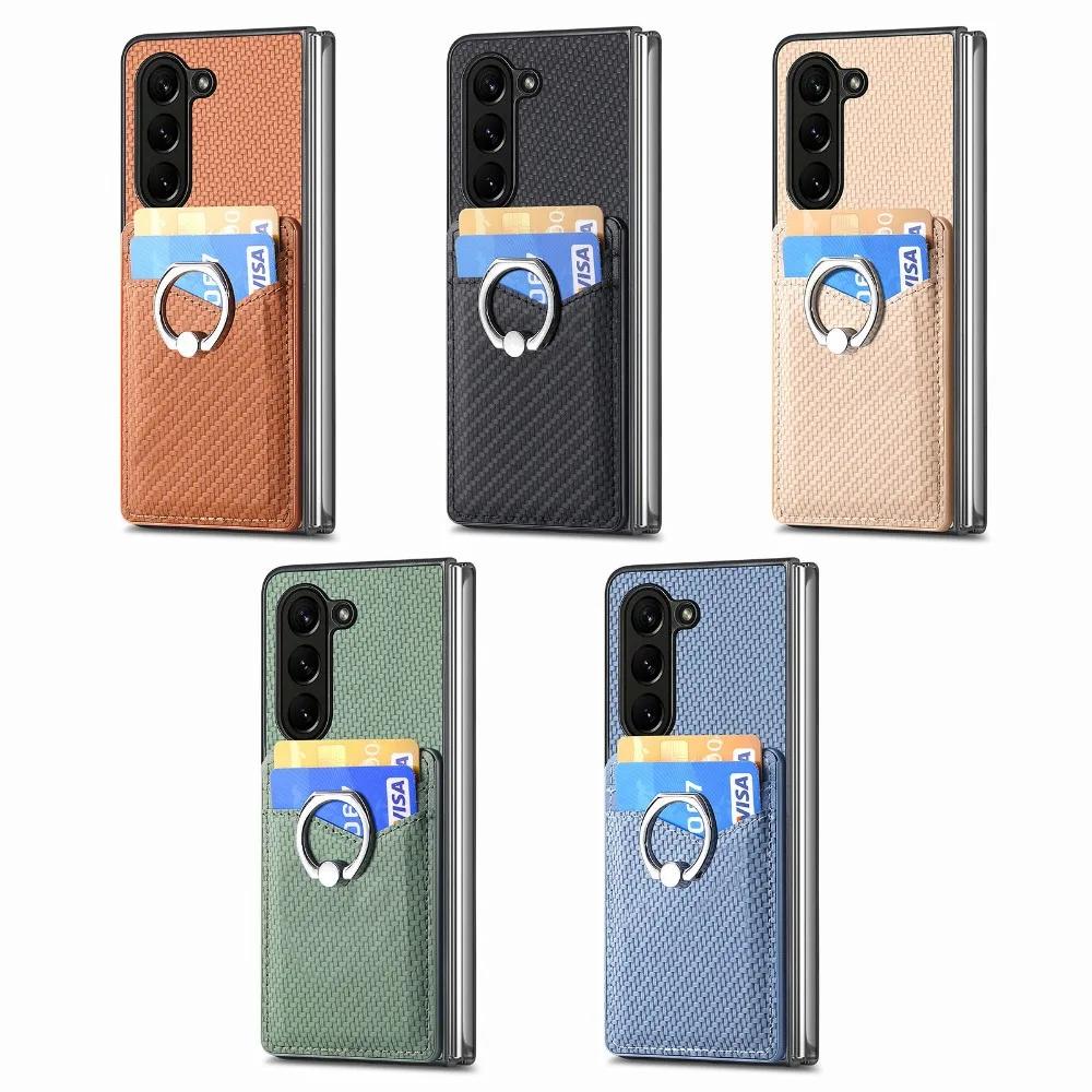 Wallet Phone Case with Credit Card Slot Holder Shockproof Ring Stand PU Leather Cover with Holder for Samsung Galaxy Z Fold 6 5 4 3 2 5G