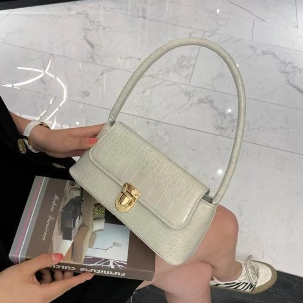 New Solid Color Women's Underarm Shoulder Bag Luxury Design Versatile Ladies Handbag Purse Stone Patterned Crossbody Bags