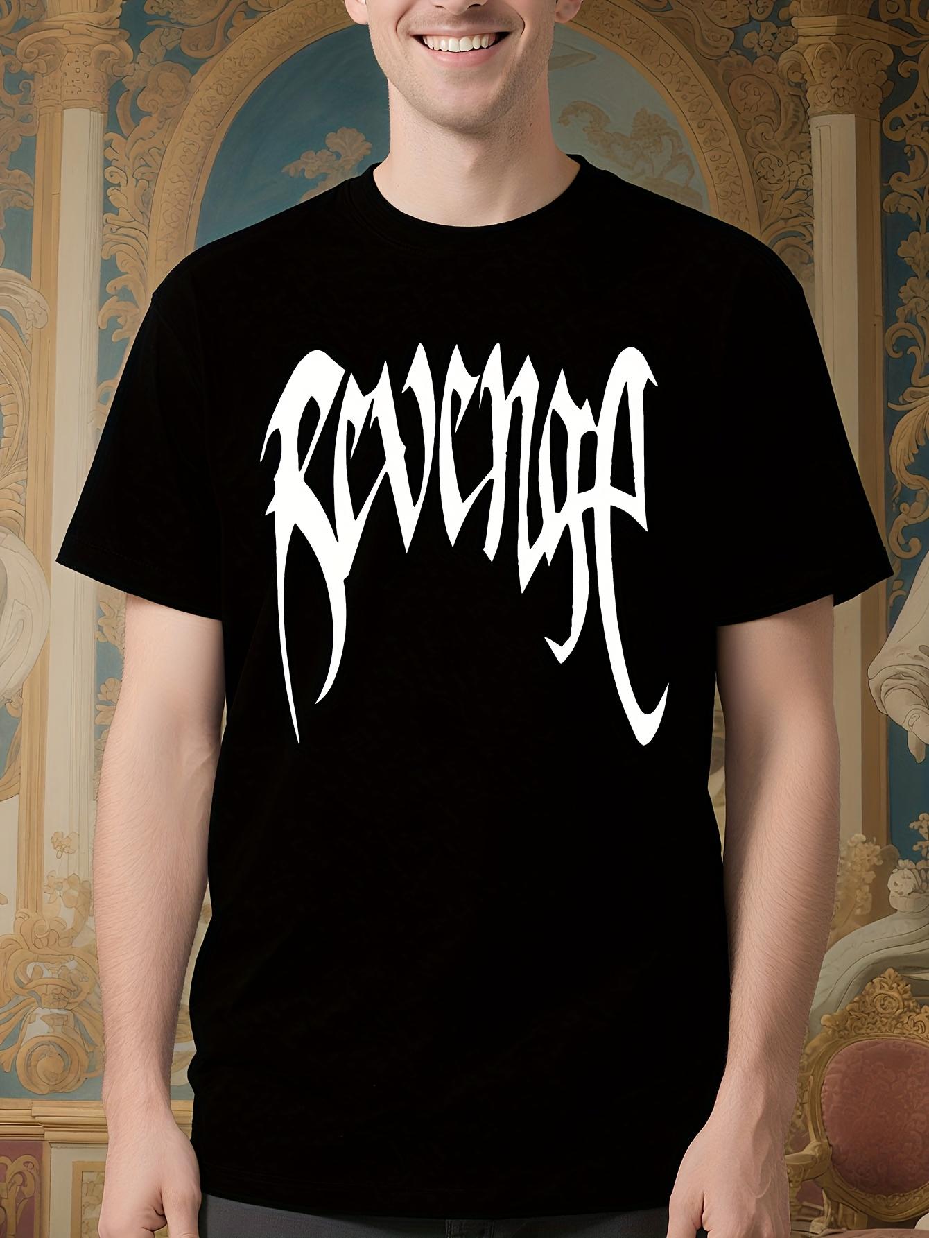 Revenge Kill Summer Cotton for Men & Women - REVENGE Graphic Print Black Tee T-shirt XS