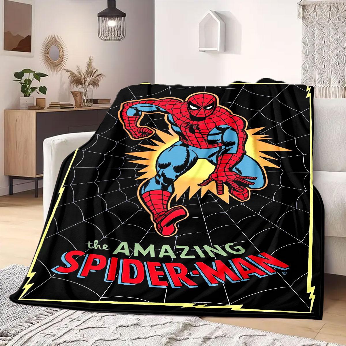 

Marvel Cartoon Print Flannel Blanket for Travel Picnics Bedrooms Sofas Beds Chairs Home Decor All Seasons Various Sizes 75x90cm