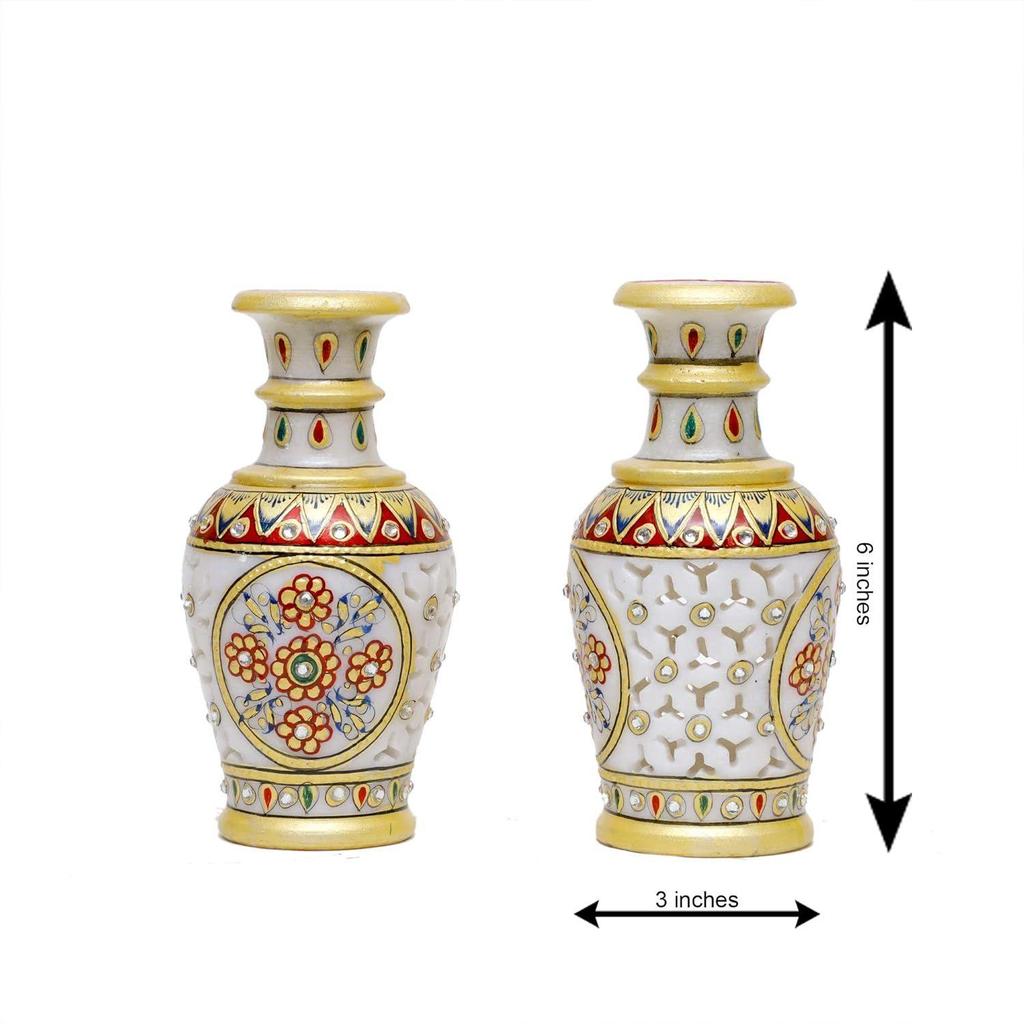 Designer Dekorative Marmor Blumenvase | Runde Form Blumendesign Prunkstück Vasen für Heimdekoration