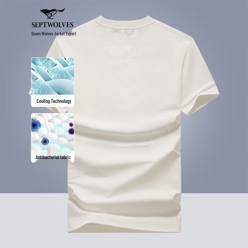 Septwolves Men s Letter Print Cooling Round Neck Short Sleeve T-Shirt L