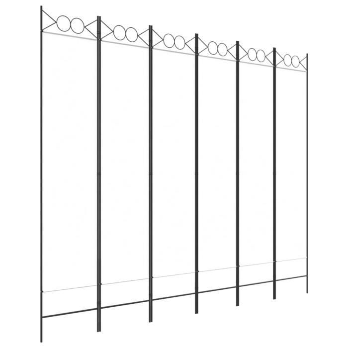 350158 vidaXL Room Divider 6 Panels White 240x200 Cm Fabric