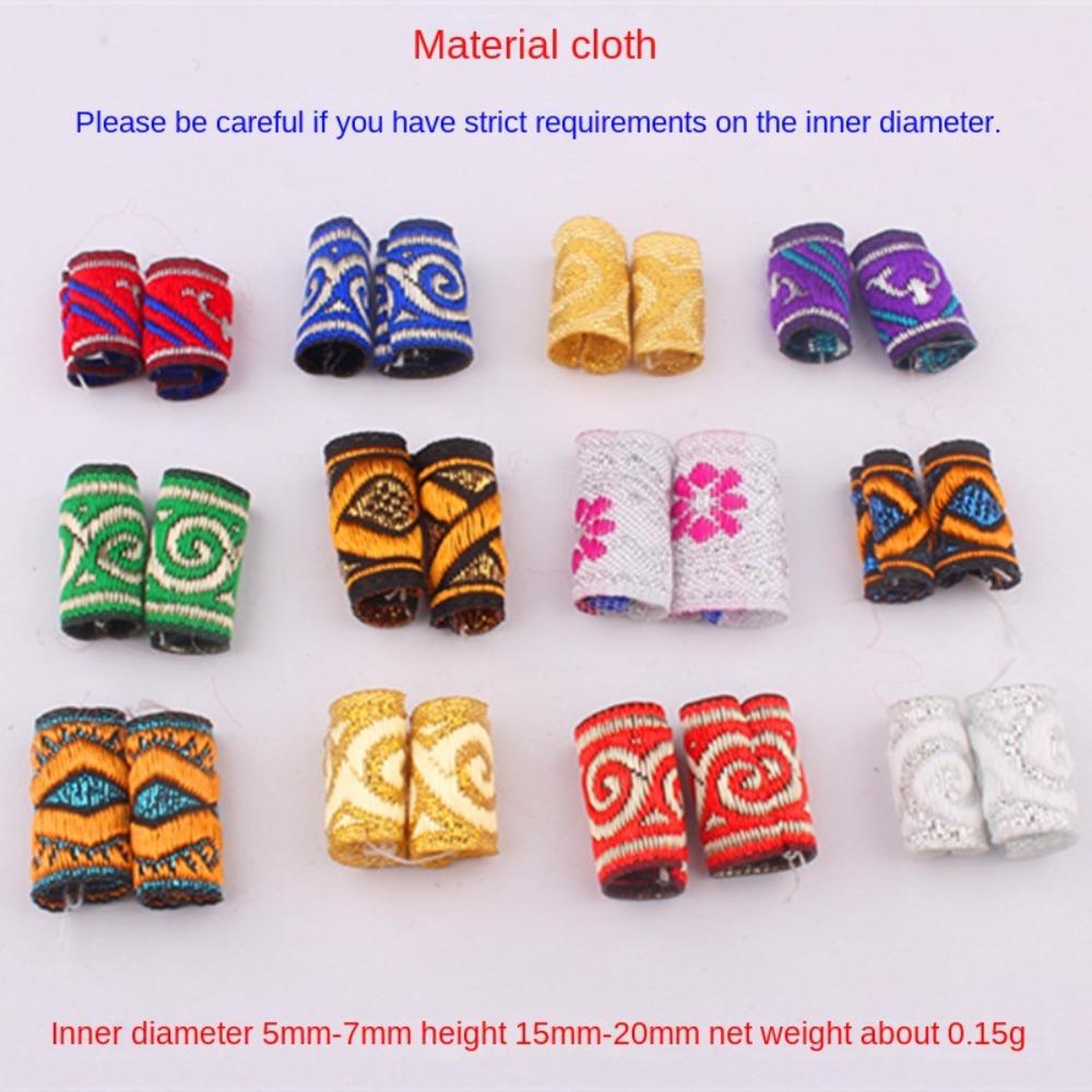10Pcs/Set Mini Fabric Hair Braid Beads Reggae Embroidery Colorful Cloth Dreadlock Beads Decoration Hiphop Men/Women
