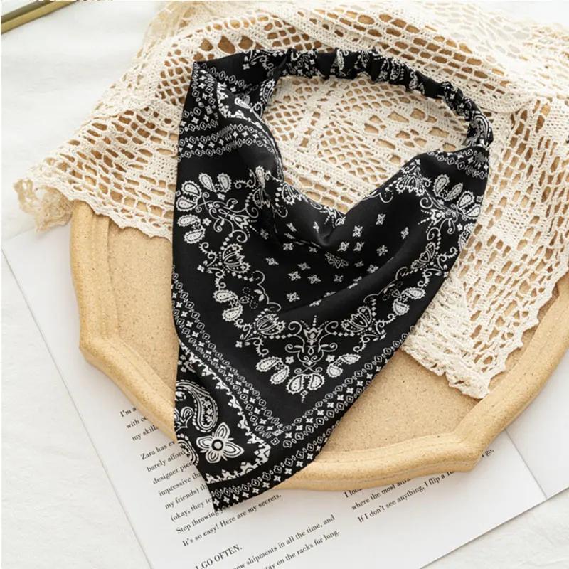Floral Print Hair Scarf Bohemia Bandana Elastic Hair Band Triangle Scarf Kerchief Women Girl Hair Accessories Headscarf