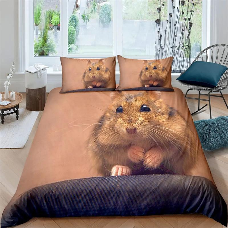 Hamster Duvet Cover Family Pet Guinea Pig for Women Children Boys Girls Lovely Mini Animals Quilt Cover for Bedroom Decorations
