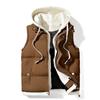 High-quality Trendy Brand Hooded Vest Men's Loose Down Cotton Hooded Vest Warm and Thickened Cotton Vest Couple Fake